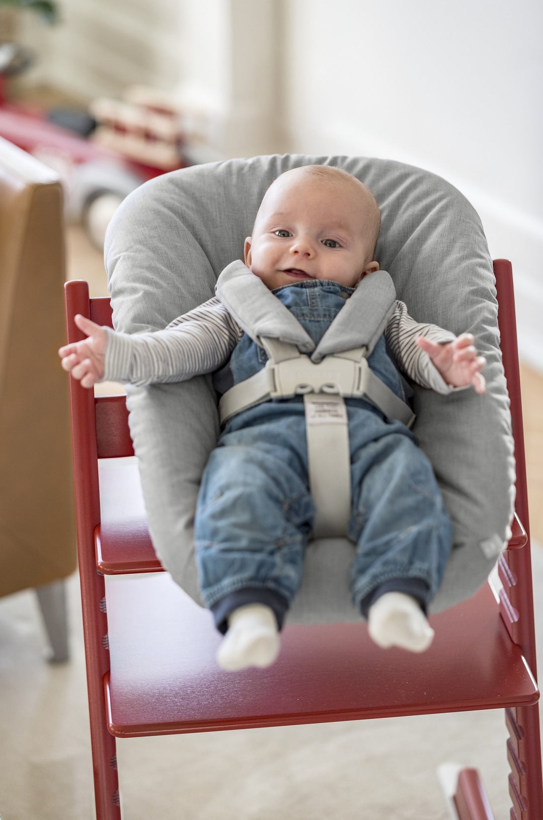 Stokke Tripp Trapp - Chaise Haute 2 avec Coussin, Plateau et Ensemble pour Nouveau-né, Naturel Gris Nordique