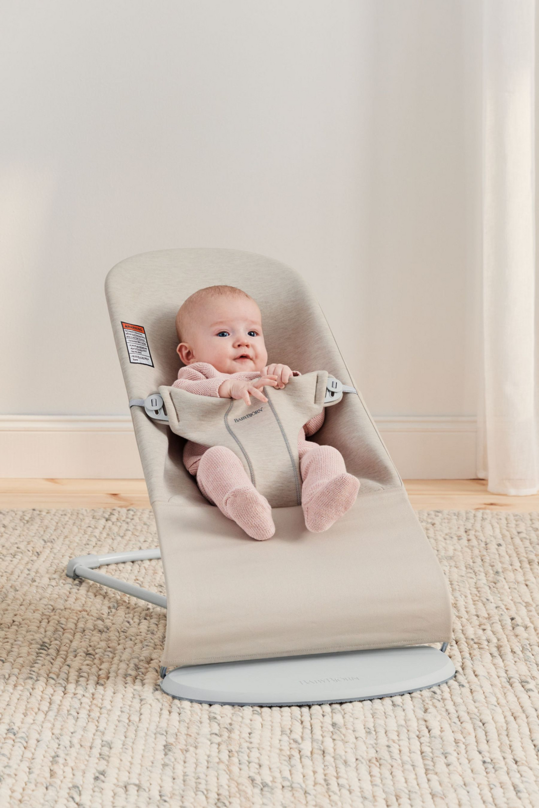 BabyBjörn - Ensemble Transat Bouncer Bliss et Jouet en Bois, Beige Pâle