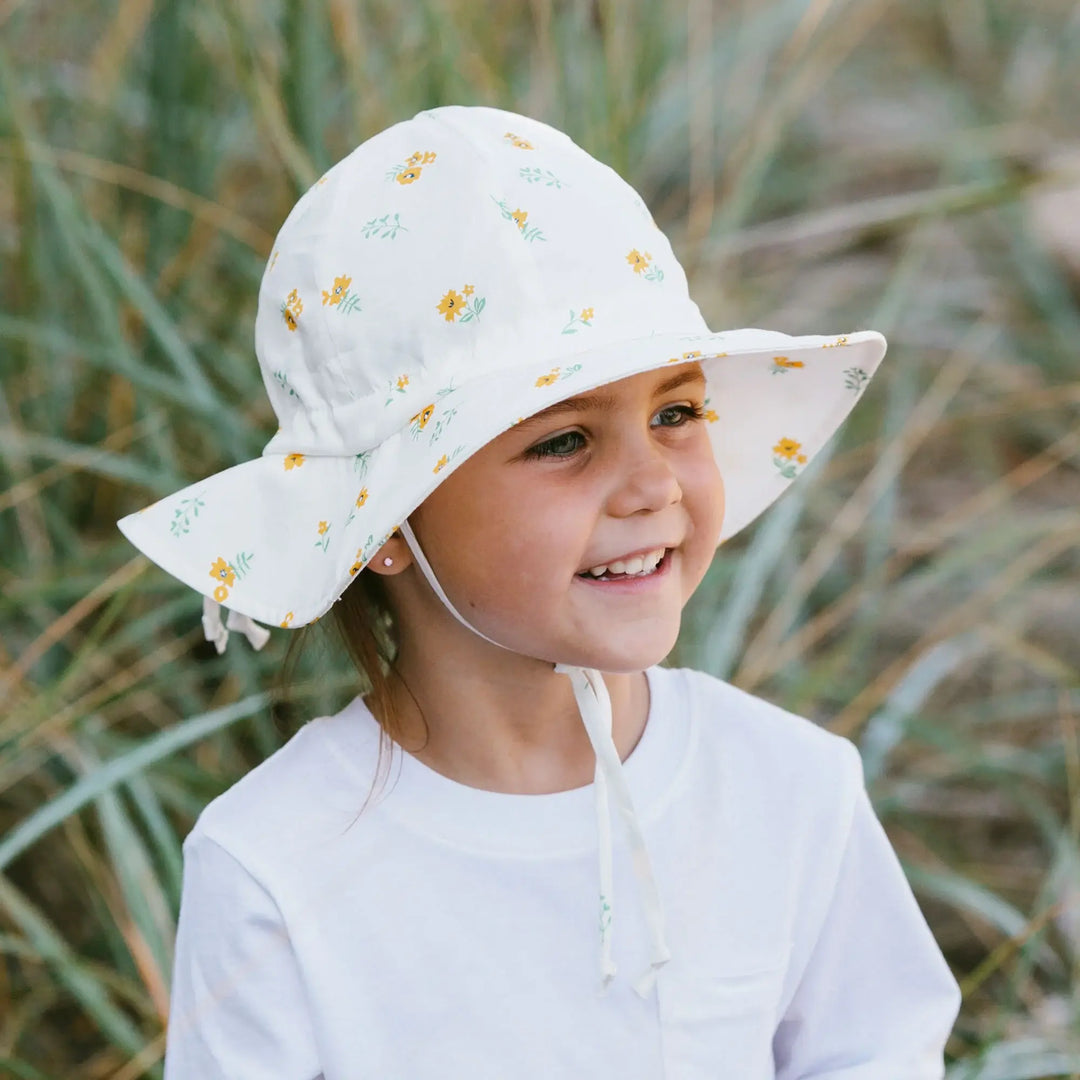  Jan & Jul - Grow with Me Cotton Sun Hat, Yellow Flowers