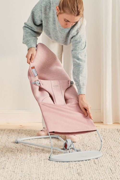 BabyBjörn - Transat Bouncer Bliss, Cadre Gris Pâle, Jersey Rose Pâle