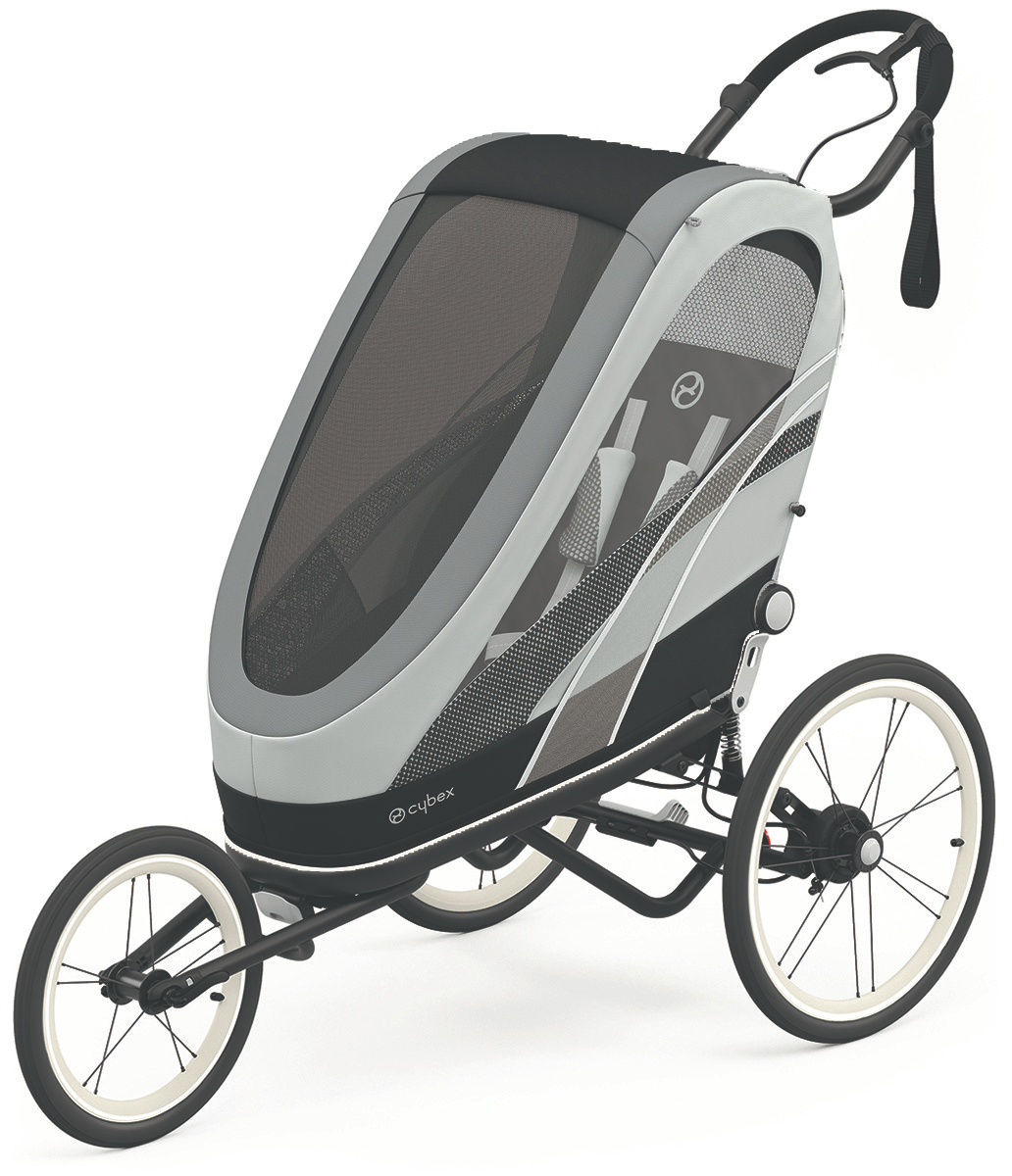 BOITE OUVERTE - Cybex - Poussette Multisport Zeno, Cadre Noir - Tissu Gris